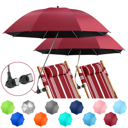 2 PACK Beach Umbrella with Clamp(Wine Red, Chair Not Included)