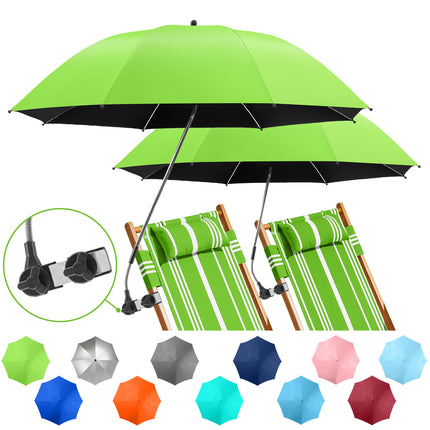 2 PACK Beach Umbrella with Clamp(Green, Chair Not Included)