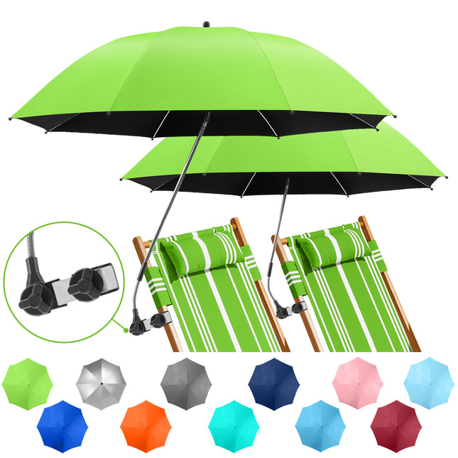 2 PACK Beach Umbrella with Clamp(Green, Chair Not Included)