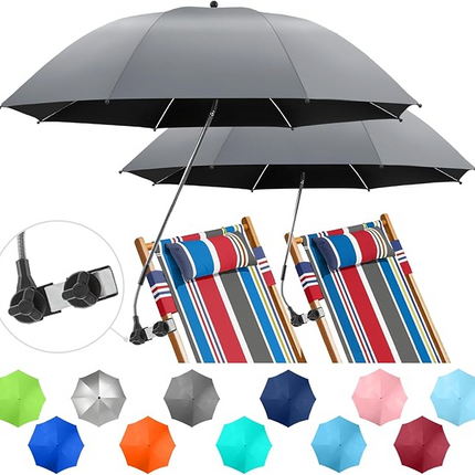 2 PACK Beach Umbrella with Clamp  (Chair Not Included)