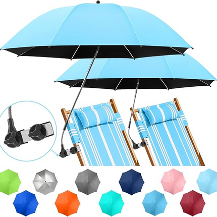 2 PACK Beach Umbrella with Clamp  (Chair Not Included)