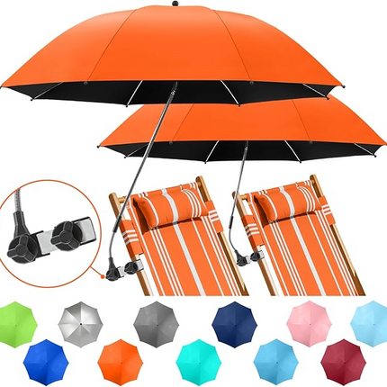 2 PACK Beach Umbrella with Clamp  (Chair Not Included)