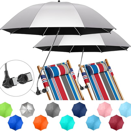 2 PACK Beach Umbrella with Clamp  (Chair Not Included)