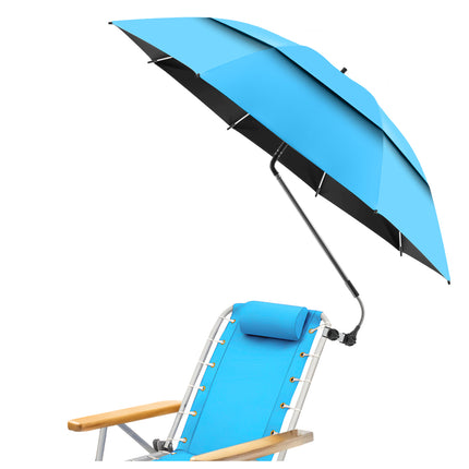 48.6" Double Canopy Beach Umbrella with Clamp (Sky Blue, Chair Not Included)