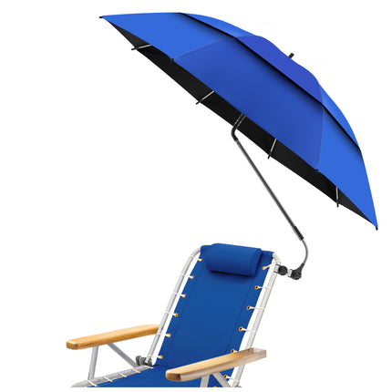 48.6" Double Canopy Beach Umbrella with Clamp (Cobalt Blue, Chair Not Included)
