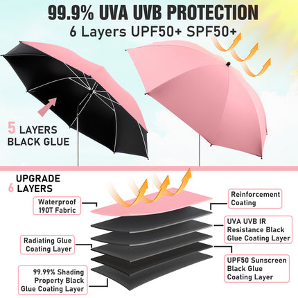 2 PACK Beach Umbrella with Clamp(Pink, Chair Not Included)