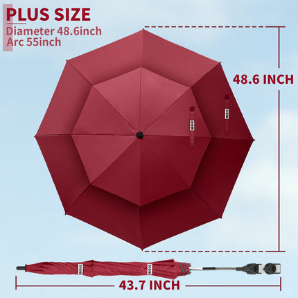 2 Pack 48.6" Double Canopy Umbrella with Clamp (Wine Red, Not Include Chair)