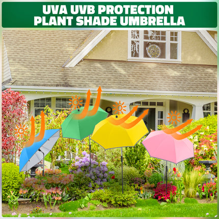 4 Pack 24.9" Plant Umbrellas for Outdoor Plants (Pink, Green, Light blue, Yellow)