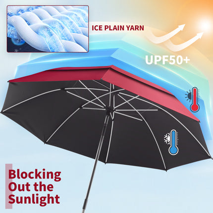 2 Pack 48.6" Double Canopy Umbrella with Clamp (Wine Red, Not Include Chair)