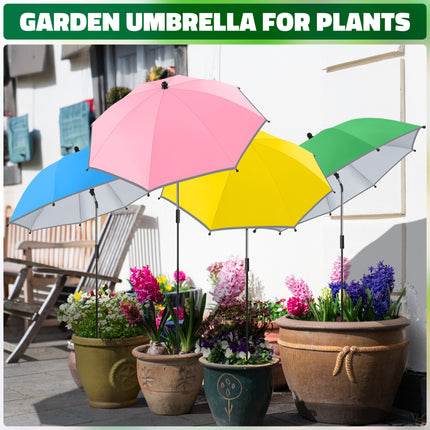 4 Pack 24.9" Plant Umbrellas for Outdoor Plants (Pink, Green, Light blue, Yellow)