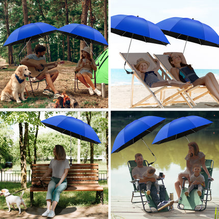 2 PACK Beach Umbrella with Clamp, 360 ° Adjustable Umbrellas for Chair, UPF50+  (Blue, Chair Not Included)