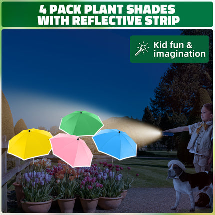 4 Pack 24.9" Plant Umbrellas for Outdoor Plants (Pink, Green, Light blue, Yellow)