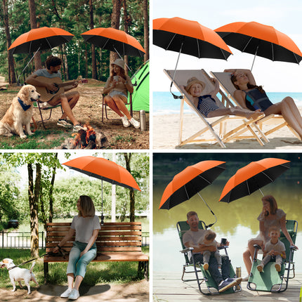 2 PACK Beach Umbrella with Clamp (Orange, Chair Not Included)