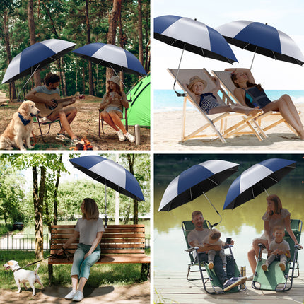 2 PACK Beach Umbrella with Clamp(Ink Blue / Silvery, Chair Not Included)