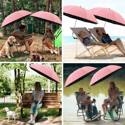 2 PACK Beach Umbrella with Clamp(Pink, Chair Not Included)
