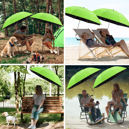 2 PACK Beach Umbrella with Clamp(Green, Chair Not Included)