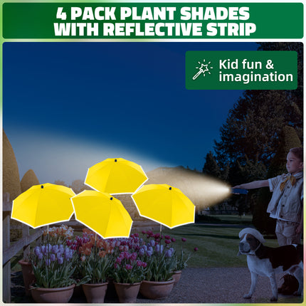 4 Pack 24.9" Plant Umbrellas for Outdoor Plants (Yellow)