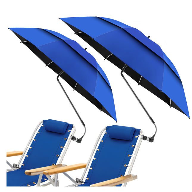 2 Pack 48.6" Double Canopy Umbrella with Clamp (Blue, Not Include Chair)