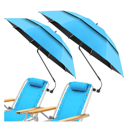 2 Pack 48.6" Double Canopy Umbrella with Clamp (Sky Blue, Not Include Chair)