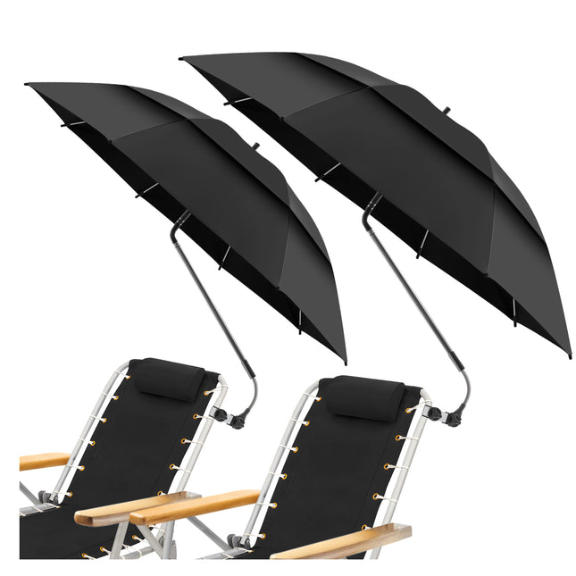 2 Pack 48.6" Double Canopy Umbrella with Clamp (Black, Not Include Chair)
