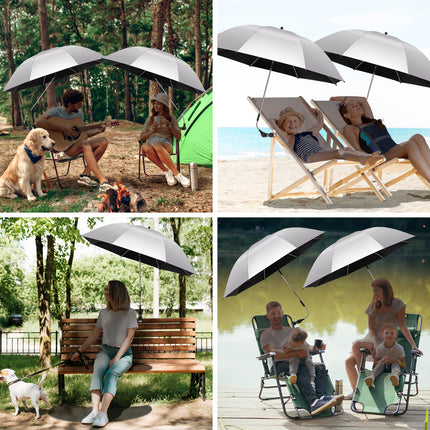 2 PACK Beach Umbrella with Clamp(Silvery, Chair Not Included)