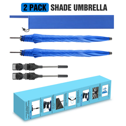 2 PACK Beach Umbrella with Clamp, 360 ° Adjustable Umbrellas for Chair, UPF50+  (Blue, Chair Not Included)