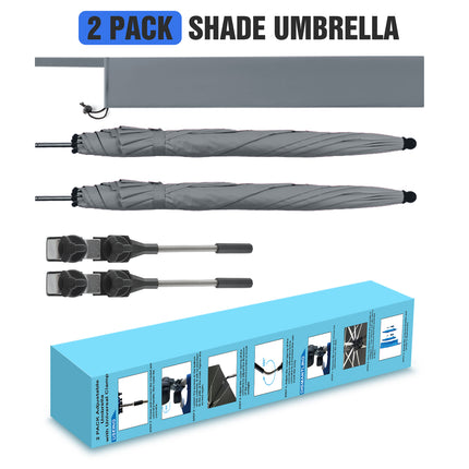 2 PACK Beach Umbrella with Clamp (Grey, Chair Not Included)