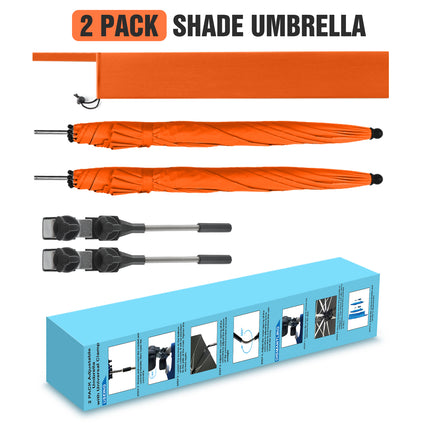2 PACK Beach Umbrella with Clamp (Orange, Chair Not Included)