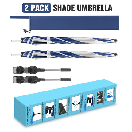 2 PACK Beach Umbrella with Clamp(Ink Blue / Silvery, Chair Not Included)
