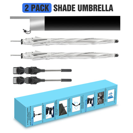 2 PACK Beach Umbrella with Clamp(Silvery, Chair Not Included)