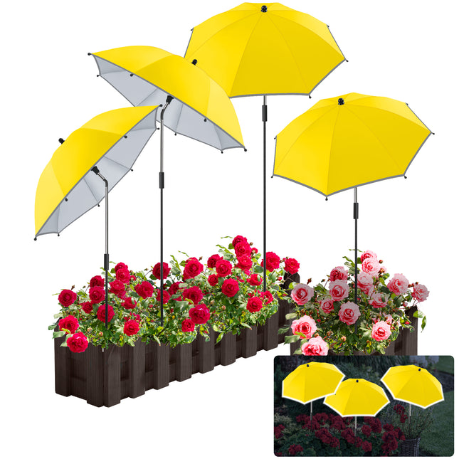 4 Pack 24.9" Plant Umbrellas for Outdoor Plants (Yellow)