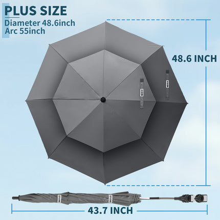 2 Pack 48.6" Double Canopy Umbrella with Clamp (Grey, Not Include Chair)