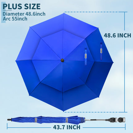 2 Pack 48.6" Double Canopy Umbrella with Clamp (Blue, Not Include Chair)