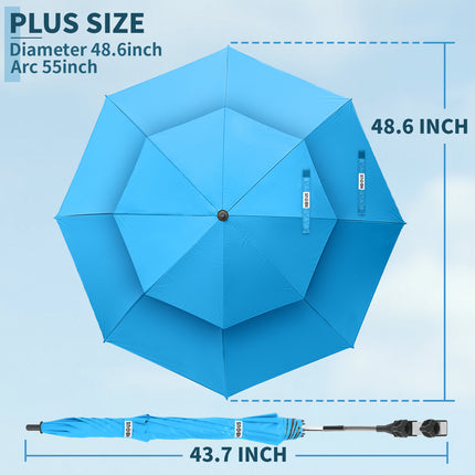 2 Pack 48.6" Double Canopy Umbrella with Clamp (Sky Blue, Not Include Chair)