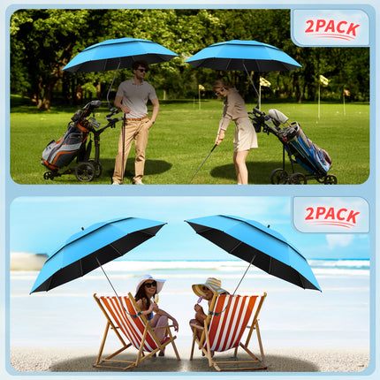 2 Pack 48.6" Double Canopy Umbrella with Clamp (Sky Blue, Not Include Chair)