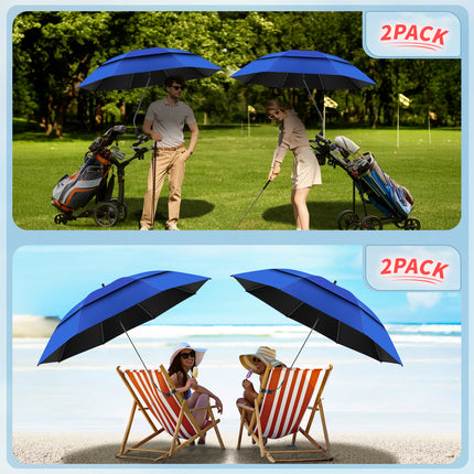 2 Pack 48.6" Double Canopy Umbrella with Clamp (Blue, Not Include Chair)