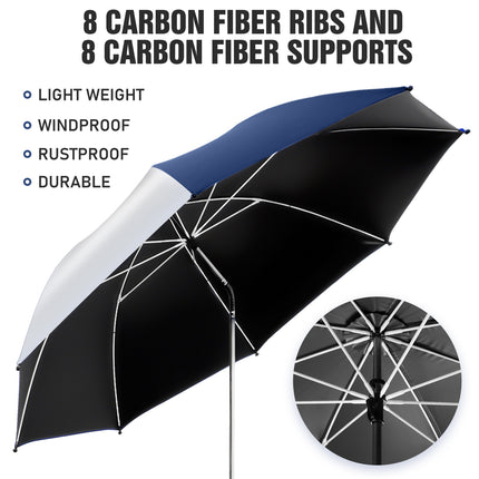 2 PACK Beach Umbrella with Clamp(Ink Blue / Silvery, Chair Not Included)