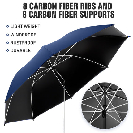 2 PACK Beach Umbrella with Clamp, 360 ° Adjustable Umbrellas for Chair, UPF50+ (Ink Blue, Chair Not Included)