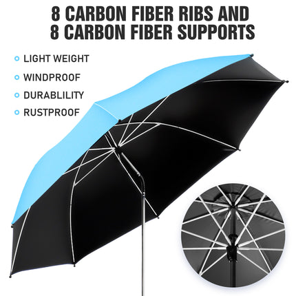 2 PACK Beach Umbrella with Clamp, 360 ° Adjustable Umbrellas for Chair, UPF50+  (Light Blue, Chair Not Included)