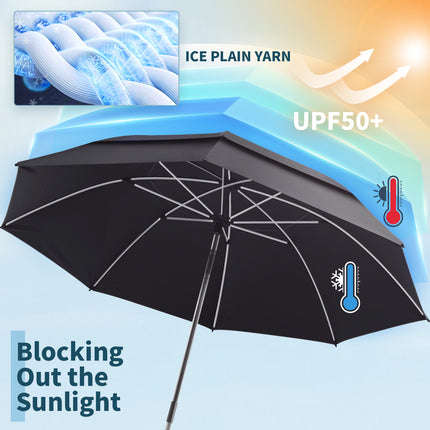 2 Pack 48.6" Double Canopy Umbrella with Clamp (Black, Not Include Chair)