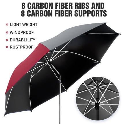 2 PACK Beach Umbrella with Clamp(Grey / Wine Red, Chair Not Included)
