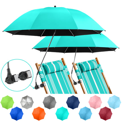 2 PACK Beach Umbrella with Clamp(Aqua Sky, Chair Not Included)