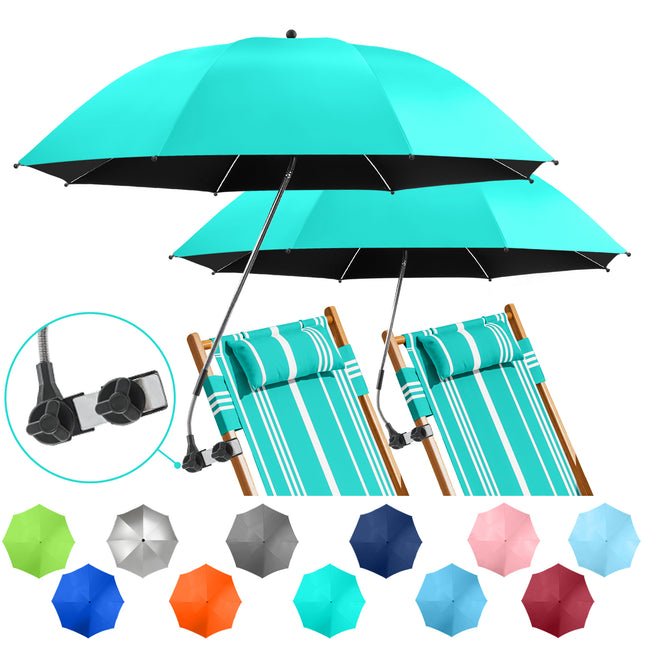 2 PACK Beach Umbrella with Clamp(Aqua Sky, Chair Not Included)