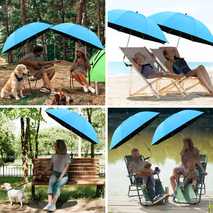 2 PACK Beach Umbrella with Clamp(Sky Blue, Chair Not Included)