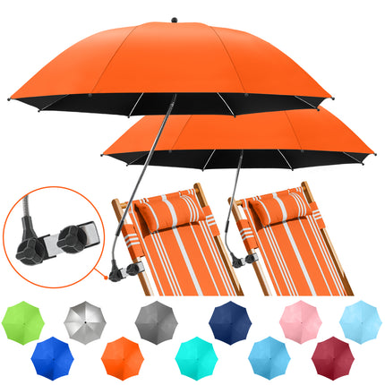 2 PACK Beach Umbrella with Clamp (Orange, Chair Not Included)