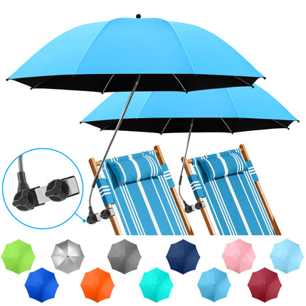 2 PACK Beach Umbrella with Clamp(Sky Blue, Chair Not Included)
