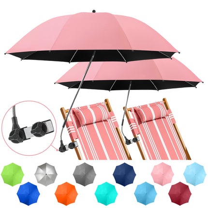 2 PACK Beach Umbrella with Clamp(Pink, Chair Not Included)